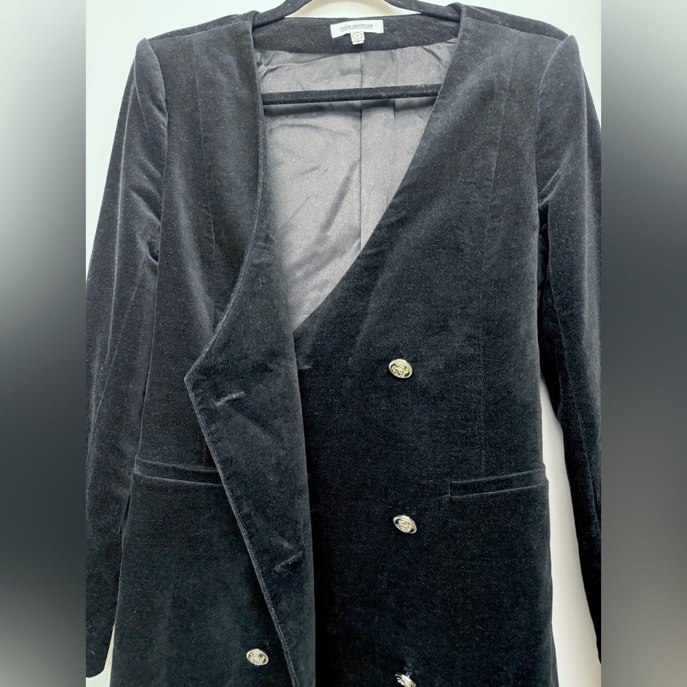 EUC Good American Velvet Double Breasted Boss Blazer Dress Size 2 - Picture 8 of 16